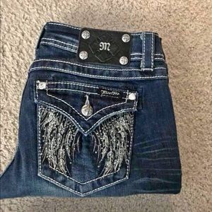 Miss me jeans, size 28 waist/trimmed to 29 I seem